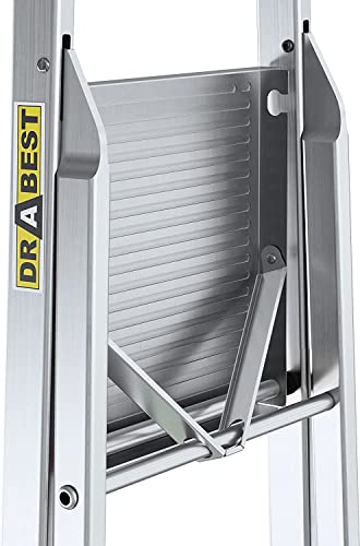 Trittleiter 3 Stufen von DRABEST – Klappbare Aluminiumleiter mit Ablage