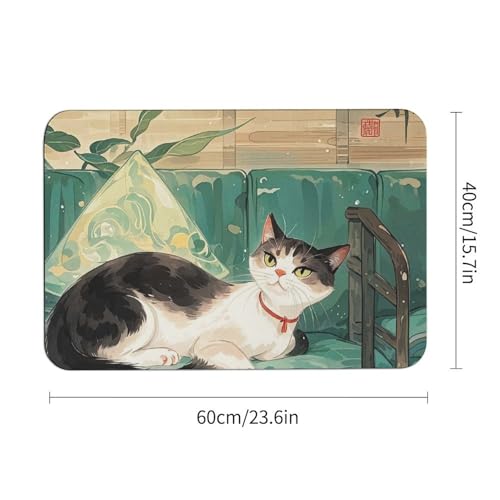 Tapis de sol en diatomite chat style national 60x40 cm antidérapant
