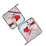 Evava Potholders 2 Pieces Set, Red Cardinal Bird Pink Flowers Hot Pads with Anti-Scald Cotton Infill