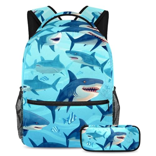 Cartable requin bleu océan parfait pour les cours au collège et les voyages des ados le week-end