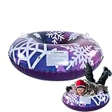 Aufblasbarer Snow Tube Schlitten, 42,5 Zoll Großer Schwerlast Verdickter Schneerohrschlitten mit Griffen, Kältebeständige Schneeschlitten für Kinder Erwachsene Winter Outdoor Schneesport