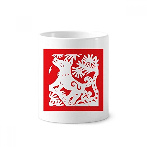 Mug en céramique zodiaque chien comme pot à pinceaux et fournitures de bureau chic