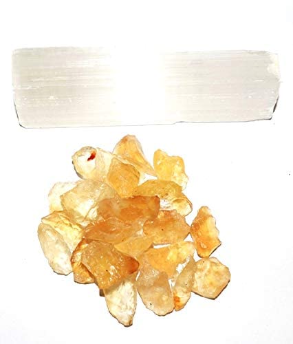 Image of Natural Citrine & Selenite Crystal Set 100g - Healing Stones for Manifestation & Reiki