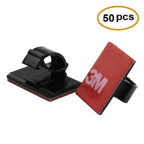 Miniatura 2 de 50 Piezas Clips Para Cables Duraderos De 3m, Sujeta Cables Adhesivo Ajustable, Organizador Autoadhesivo De Exteriores Para Navidad Y Luces De Hadas Hogar Tv Cargador Pc Negro