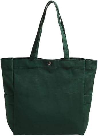 Womens canvas tote bag, stylish design, versatile as a shopping bag, shoulder bag, or handbag. Perfect for beach outings, travel, commuting, and gym sessions-Green
