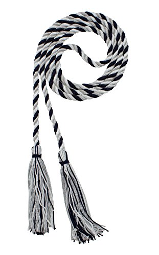 Image of Graduation Honor Cord - Navy /Gray /White - Every School Color Available - Made in USA