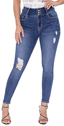 Ymi Juniors 3 Button Closure Skinny Jeans 3 Royal Blue #TOP11