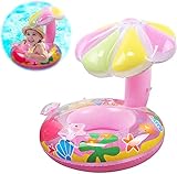 Baby Schwimmring,Baby schwimmring aufblasbarer,Baby schwimmring mit Sonnenschutz Sonnenschirm,Schwimmsitz Baby,Toller Swimtrainer Wasserspielzeug für Kinder ad 6 bis 36 Monaten(Rosa Pilz)