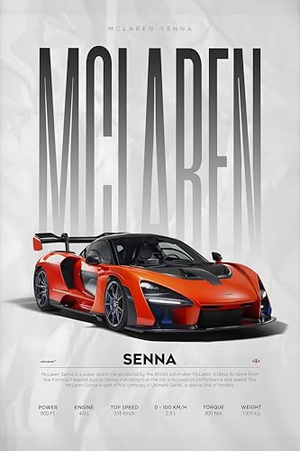 Image of Fit-in Trends Car Poster For Wall Boys Room|Super Car Poster Stickers | Gifting Ideas For Men Boys Car Lover's | Wall Art For Living room, Office, Dining Room| A4 Size Wall Art(Mclaren)