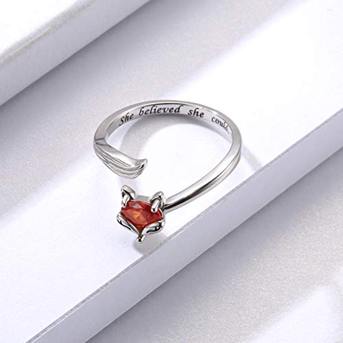 Sterling Silver Fox Jewelry For Women - Inspirational Adjustable Animal Wrap Ring Stud Earrings Graduation Jewelry Gift For Teen Girls (Fox Ring) #TOP4