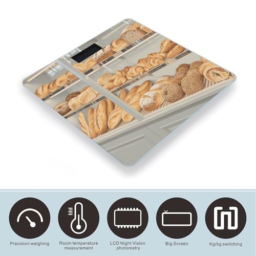 Báscula digital de baño Funny Bread con vidrio templado miniatura 3