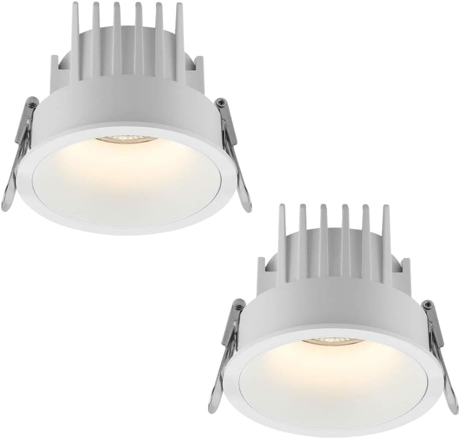 3.1 Inch 3000K LED Recessed Lighting Retrofit, 2 Pack White Round Aluminum Can Lights Baffle Trim,6W LED Recessed Can Retrofit Light for Home Flat Light Fixture