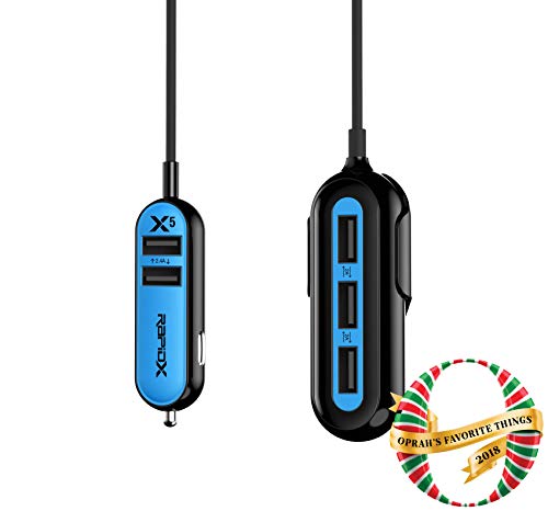 RapidX X5 Car Charger with 5 USB Ports for iPhone and Android Blue - Thumbnail 3