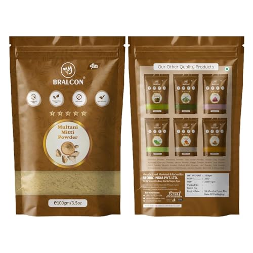 Image of BRALCON Multani Mitti Powder for Skin Care - 100g | Herbal Powder for Face | Natural Face Pack Powder