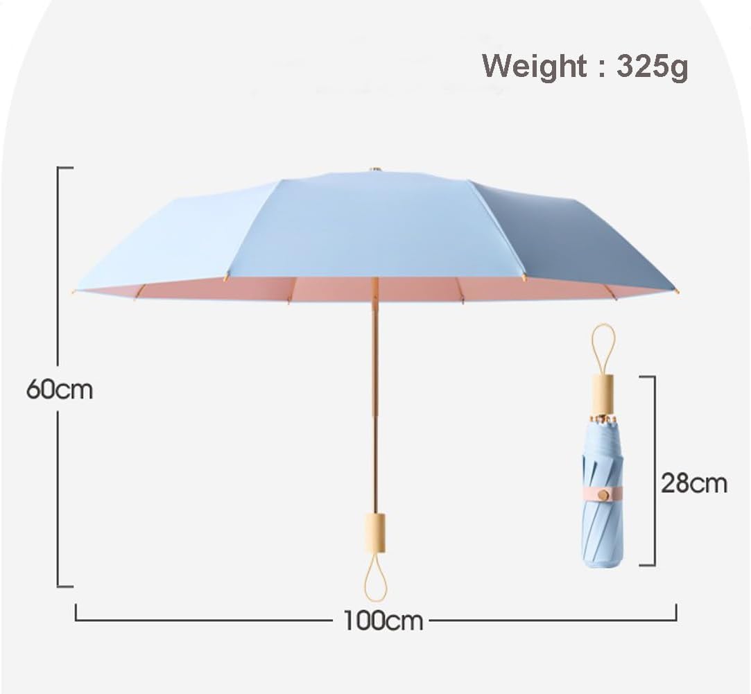 LCY Compact Umbrella Folding Anti-UV Parasol with Wooden Handle Sunproof Rainproof & Windproof Umbrella - Image 7