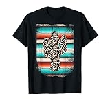 Funny Leopard Cactus Serape Cactus print Turquoise T-Shirt