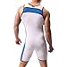 WMIERFI Ice Silk Men's Athletic Supporters Sport Swim Bodysuit Slim Fit Wrestling Singlets Leotard Underwear Jumpsuits White Medium