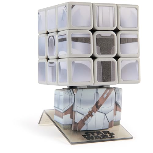 Image of Rubik's Cube, Star Wars Mandalorian Cuber with Display, The Mandalorian Problem-Solving Brain Teaser, Classic Color-Matching Puzzle, Fidget Toy for Kids, Collectible Star Wars Toy, for Ages 8 & Up