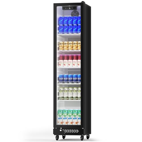 Image of Electactic Wine Refrigerator 8.3 Cu.Ft Glass Door Beverage Cooler Freestanding Refrigerator Counter Commercial Merchandiser w /Large Capacity Advanced Cooling System LED Light Adjustable Shelves Black