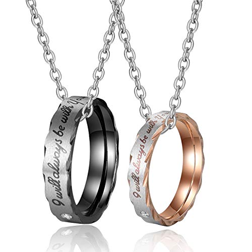 Gkmamrg Valentijnsdaggeschenk, partnerringen, hangers met kettingen, 50 cm, 60 cm, zirkonia, partnerringen, paar halskettingen met gravure, partnerkettingen, liefdesgeschenk