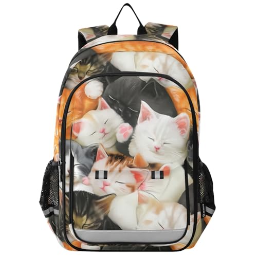DOMIKING Cats Cats White Black Kids Backpack for Boys Girls School Backpack for Preschool Middle School Laptop Backpacks Bookbag for Toddler Men Women Travel