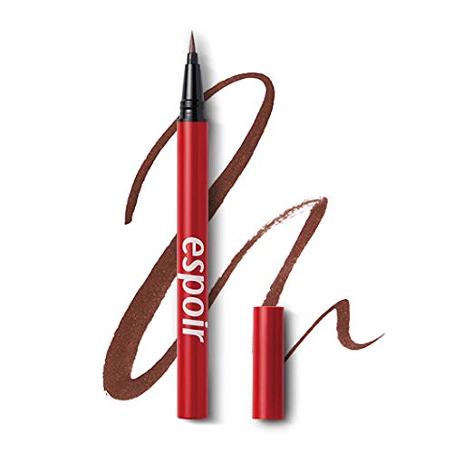 ESPOIR Nomudging Brush Liner #2 Moody Brown | Thick Adhesive Non-Clogging Highly Resilient Eyeliner for a Perfect Line