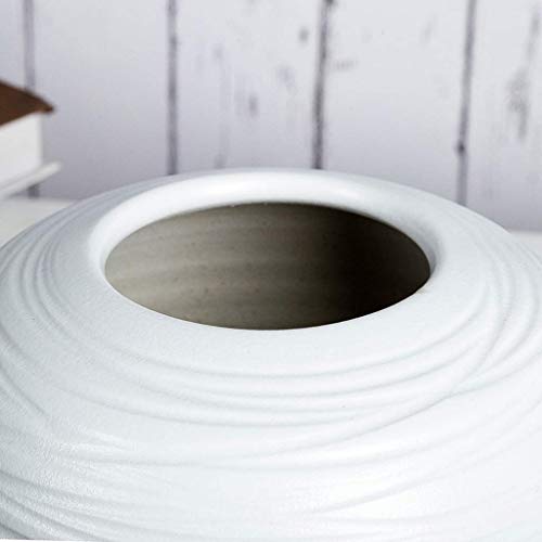 Tulpenvaas, Witte Keramiek Vaas Moderne Eenvoud Vaas, Grote Ronde Buik, Woonkamer Kantoor Vaas, 19 * 19 * 20 CM Decoratieve ornamenten (Kleur: Wit, Maat: 19 * 19 * 20 CM) - Afbeelding 5