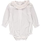 Baby Girls White Shirt Blouse Top Onesie with Snap Crotch - Long Sleeves