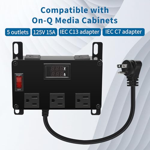 Regleta para mueble multimedia Zuomeng ZM-098, 5 tomas, color negro, 120V, 15A miniatura 2