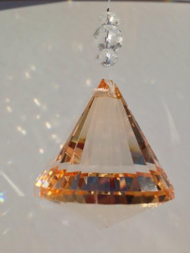 10pcs Suncatcher Multifaceted Hanging Crystal Prism Glass Diamond Lighting Pendants (Light Amber)