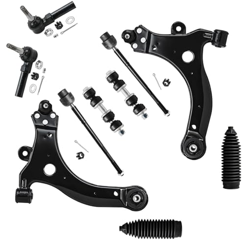 Image of Detroit Axle - 12pc Front End Suspension Kit for 2004-2008 Pontiac Grand Prix 2005 2006 2007, 2 Ready Struts 2 Lower Control Arms 2 Sway Bars 4 Inner Outer Tie Rods 2 Boots Replacement Struts Shocks