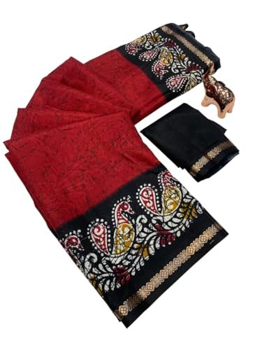 Image of Kashmiri Print Tussar Silk Saree for Women with Unstitched Blouse Piece for All Occasions