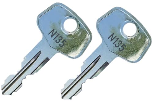 2 Thule N135 Replacement Keys - Roof Racks, Rails, Cargo Box, Carriers, Crossbars, Haulers, Bags (Codes N001-N250 or N001R-N250R) Better Than OEM!