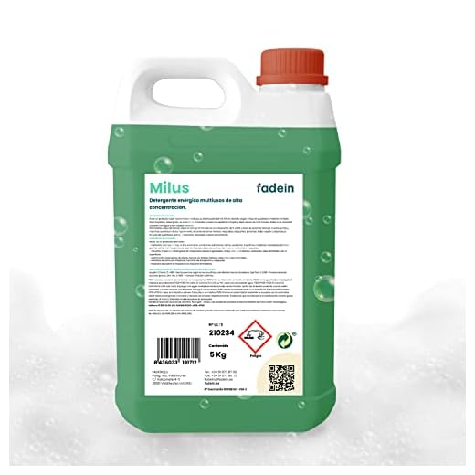Fadein | Milus | Detergente Enérgico | Líquido | Desengrasante Concentrado Enérgico | Aroma Pino | Limpiador multiusos | Industria, Hostelería, Automoción y Embarcaciones | 5L