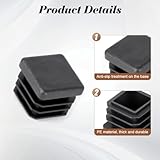 OSDUE Square Plastic End Caps, 20PCS 20 * 20mm Black Plastic Plug, Non-Slip Furniture Feet Pads, Table Foot Cover Caps Floor Protectors for Bed Chair Sofa Table Shelf（0.78” x 0.78”） - Image 6