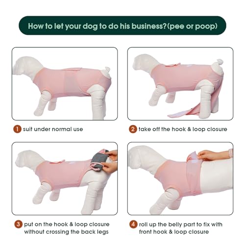 Kuoser Dog Surgery Suit Female Spay, Dog Recovery Suit Male Neuter, Puppy Clothes Onesie for Surgery Anti Licking Abdominal Wounds Pet Surgical Recovery Bodysuit Shirt, Substitute E-Collar & Cone