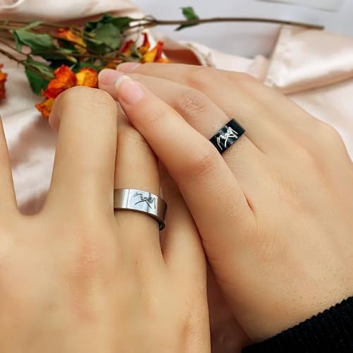 Image of Stainless Steel Matching Rings for Couples, 2pcs Set of His and Her Matching Promise Rings, I Love You Engagement Wedding Ring Sets for Him and Her,Q & K Matching Rings Valentines Day Gifts (love-silver, 10)