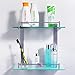 HOMEIDEAS 14-Inch Bathroom Frosted Glass Shelf Stainless Steel Lavatory Two Tiers Tempered Glass Wall Mounted Shelf,Brushed Nickel