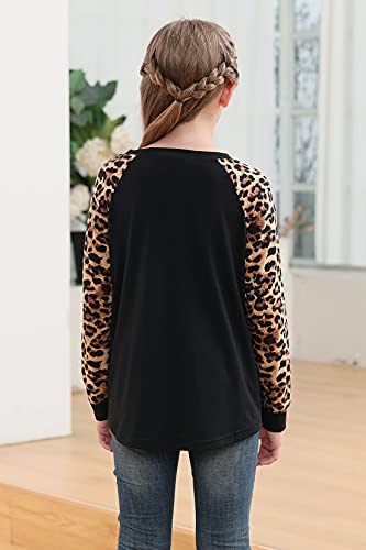 GORLYA Girls Long Sleeve Tops Raglan Patchwork Tunic Casual Loose T-Shirt for 4-14T2