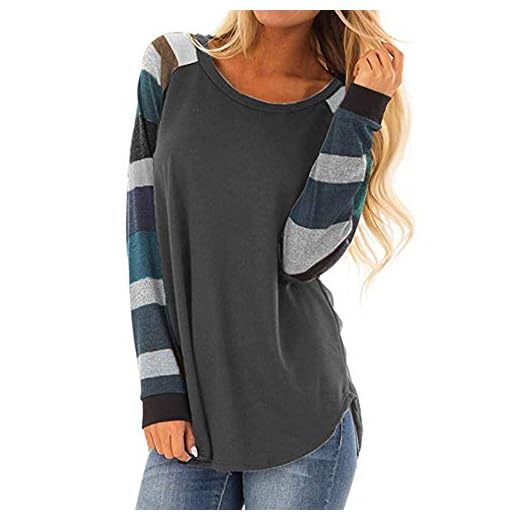 Camisetas de Mujer Manga Largas Invierno Tallas Grandes PAOLIAN Camisetas Basicas Otoño Rayas Blusas Tops para Mujer Elegante Fiesta Primavera Casual Cuello Redondo
