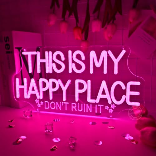 Image of Britrio This Is My Happy Place Neon Sign Light Kids Girl Bedroom Wall Decor