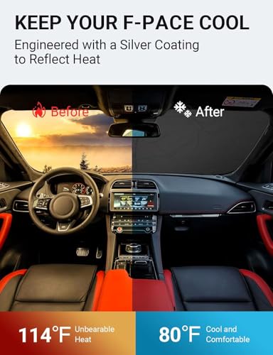 Image of Proadsy 2026 Upgrade Front Windshield Sun Shade Foldable Sunshade Protector Custom Fit for Jaguar F-Pace 2016-2025 F Pace SUV Accessories