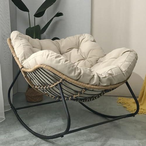 Outdoor-Terrassen-Schaukelstuhl, übergroßer Rattan-Loungesessel mit...