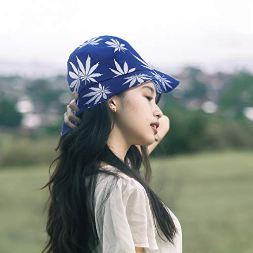 SOIMISS Unisex Chapéu de Balde Pescador Maple Leaves Impressão Chapéus de Verão Compactáveis Azuis