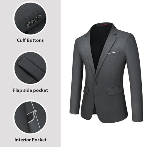 Suits for Men Slim fit 3 Piece Solid Essential One Button Suit Set Blazer with Pants and Vest4