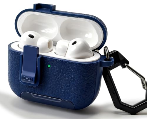 Image of for Leather AirPods Pro 3 Case 2025| Cute iPod Air Pods Pro 3 Case with Magnetic Lock | with Phone Holder & Keychain | Airpods 3 Pro Cases for Man Women(Model A2700 /A2931)(Blue)