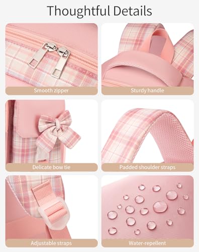 Image of School Backpack for Girls, Cute Bookbag with Laptop Compartment for Teens College Student Mochilas Escolares para Ninas (Pink)