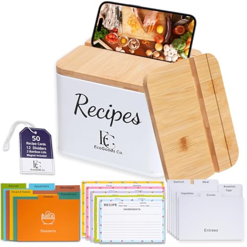 EcoGoods Co. Recipe Box with 50 Cards and 12 Dividers 4