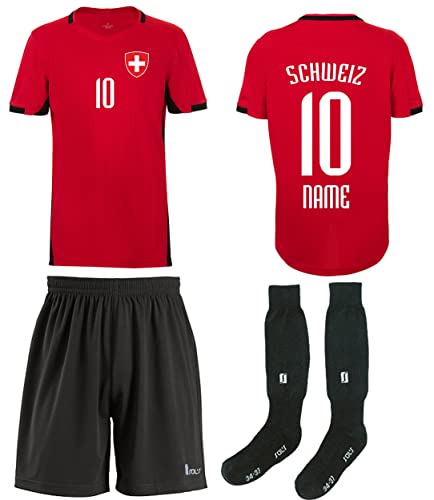 nationshirt Schweiz Trikot Wunschname Und Wunschnummer Hose + Stutzen WM EM BR/R (140) nationshirt Schweiz Trikot Wunschname Und Wunschnummer Hose + Stutzen WM EM BR/R (140)