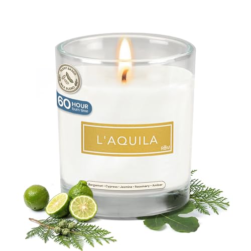 LAquila Luxury Scented Candle Natural Plant Based Wax 9oz Bergamot Fig Cypress & Amber - Long Lasting 60 Hour Burn Non-Toxic Hand-Poured in USA for Home